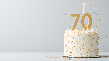 Festive 80th Birthday Cake on light background template with copy space