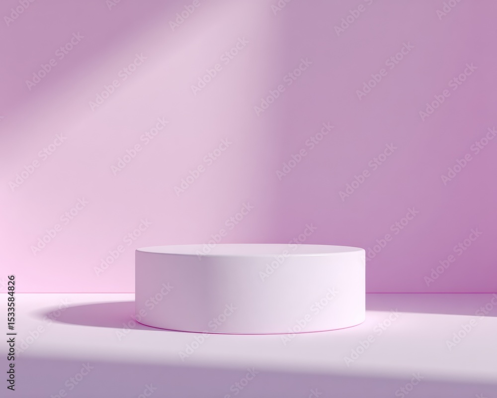 Poster minimalist blush round podium on lavender textured background with soft shadows and bright track lig