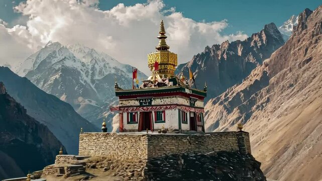 Timelapse of Dhankar Gompa in Spiti Valley showcases serene beauty of Himachal Pradesh mountains, Timelapse of Dhankar gompa Spiti Valley, Himachal Pradesh, India