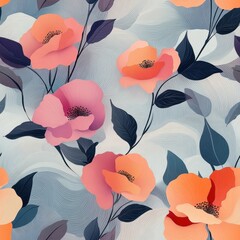 A seamless pattern with magical desert roses, mesmerizing and vibrant. Art Deco meets modern luxury in this minimalist design, soft colors