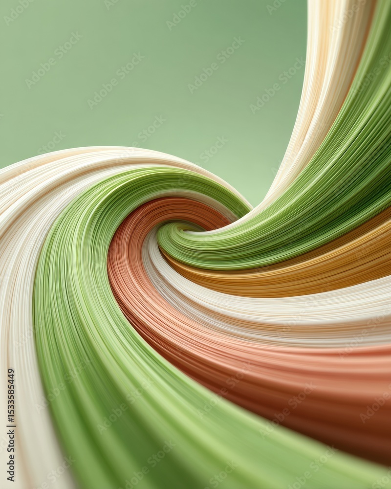 Poster Abstract twisted fiber optic strands in earth tones, representing data flow and connectivity with a modern sustainable design aesthetic for tech branding