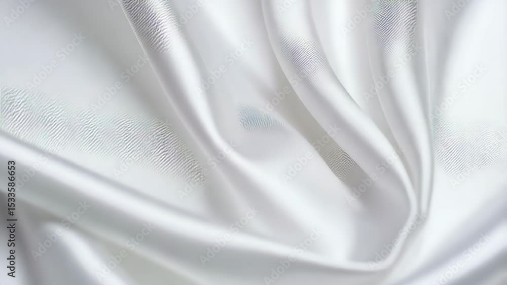 Aufkleber luxurious flowing white satin fabric with soft folds creating a smooth, elegant texture for backgrou