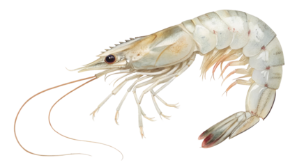 raw shrimp isolated on transparent background