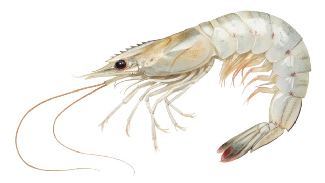 raw shrimp isolated on transparent background