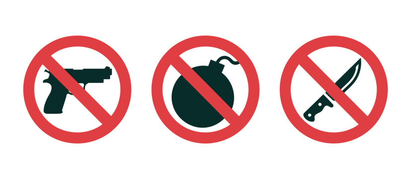No weapons allowed sign gun bomb knife