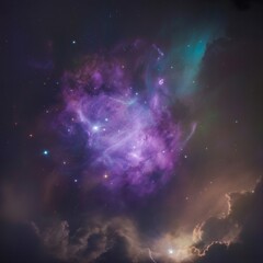 Hyper realistic Digital Art of a Stunning Nebula – Swirling Cosmic Clouds, Glowing Stars, and Vibrant Purple-Blue Hues in a Captivating, Mystical Celestial Landscape with Cinematic Lighting