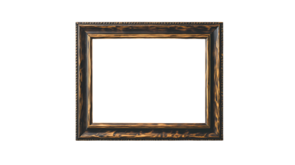 Empty Antique Wooden Picture Frame on White Background isolated on transparent background
