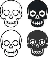 Silhouette Skull Flat Illustration Gothic Calavera Vector Art for Day of the Dead & Halloween Designs