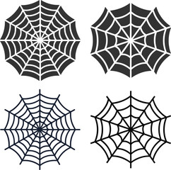 Silhouette Spider Web Flat Illustration Delicate Cobweb Vector Art for Gothic Decor & Spooky Halloween Designs"