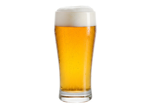 Crisp Pint of Beer: Perfect Visual for Brewery Websites & Marketing on white background
