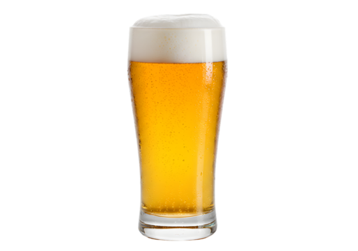 Crisp Pint of Beer: Perfect Visual for Brewery Websites & Marketing on white background