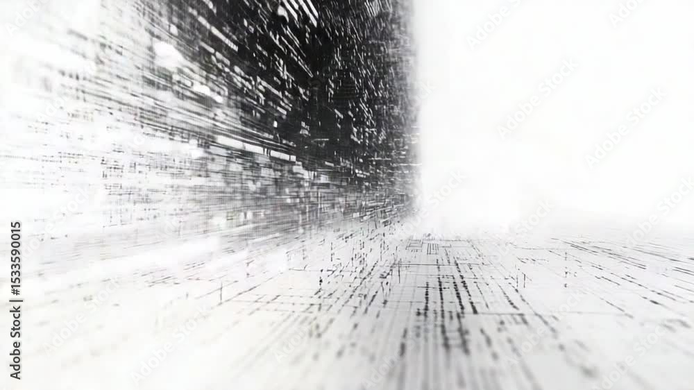 Poster abstract futuristic digital landscape: a visually compelling depiction of a digital world with a foc
