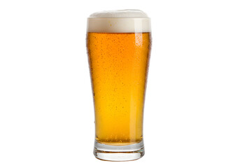 Refreshing Pint of Light Beer: Crisp, Golden Lager on white background