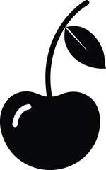  Cherry fruits icon, Cherry fruits vector silhouette isolated white background
