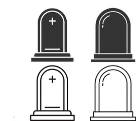Silhouette Tombstone Flat Illustration Spooky Graveyard Vector Art for Halloween Decor & Horror Projects