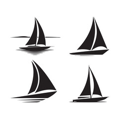  Set of sailboat silhouette logo icon vector illustration 