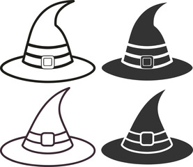 Silhouette Witch Hat Flat Illustration Spooky Halloween Vector Art for Magical Decor  Designs