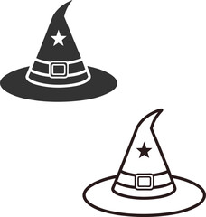 Silhouette Witch Hat Flat Illustration Spooky Halloween Vector Art for Magical Decor  Designs