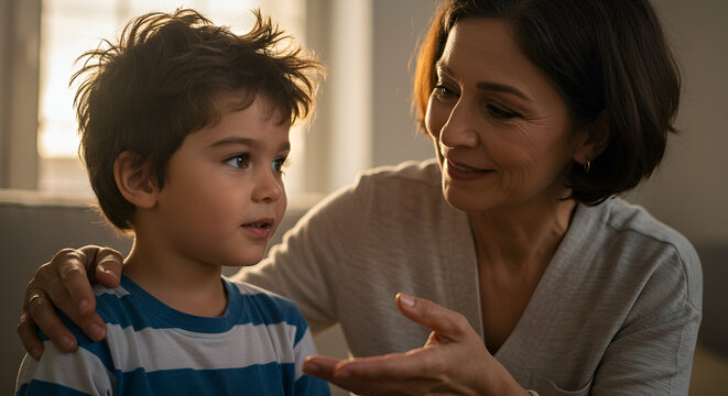 Mother and child in conversation