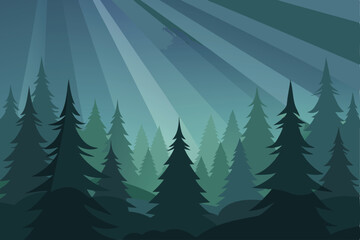 Obraz premium vector illustration of a forest landscape