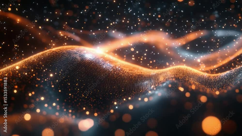 Poster dynamic particle flow: a mesmerizing display of dynamic particles and waves creates a sense of movem