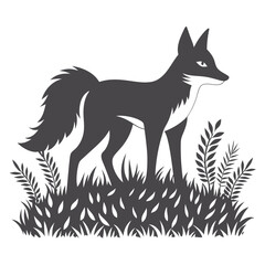 Fototapeta premium Fox in grassland silhouette illustration