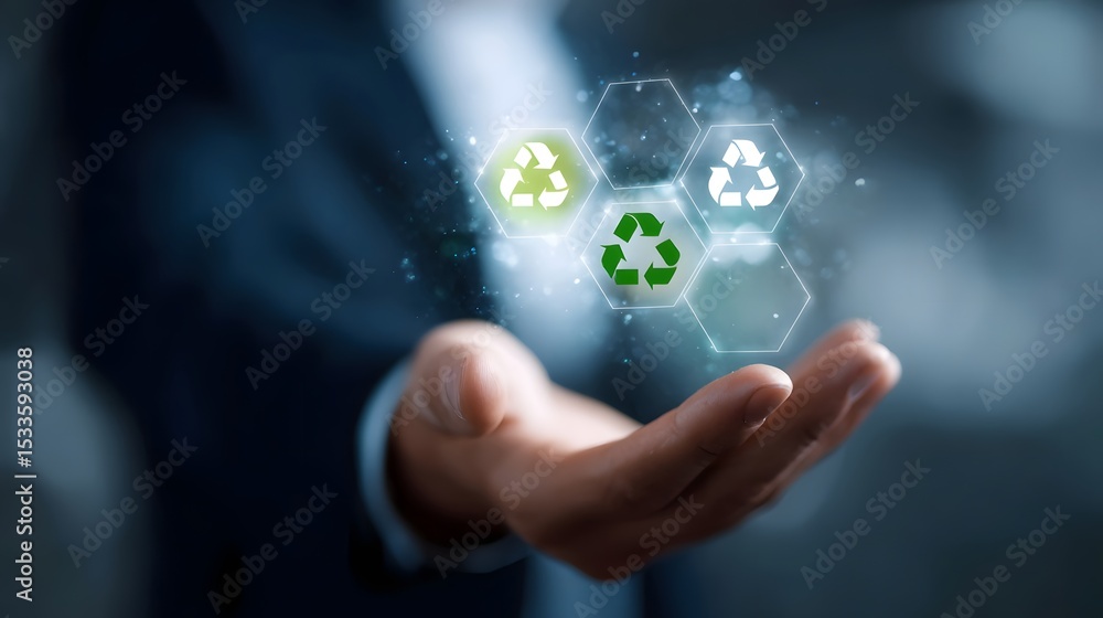 Poster floating recycling dashboard controlled by hand gestures