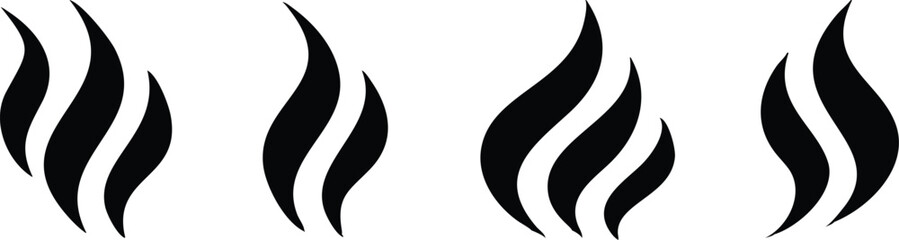 Steam Smoke flat icon set. Aroma smell symbol. Vector