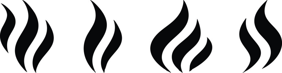 Steam Smoke flat icon set. Aroma smell symbol. Vector