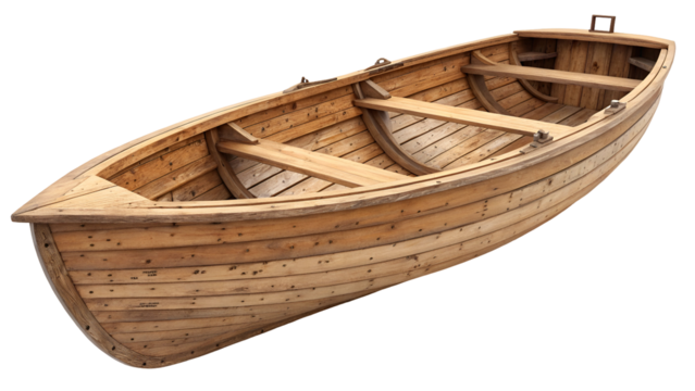 old wooden boat isolated on transparent background