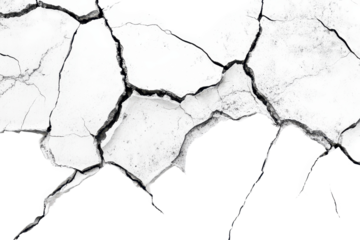 Crack texture lines on a white background create intricate patterns resembling natural formations and geological structures