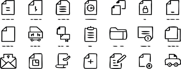 Document thin line icons set. Documents editable stroke icons collection. File symbol. Vector illustration