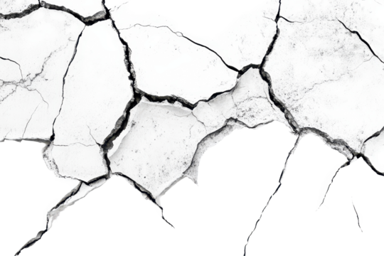 Crack texture lines on a white background create intricate patterns resembling natural formations and geological structures