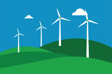 Fototapeta premium wind turbine on green field
