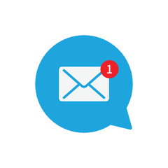 Email notification speech bubble icon vector design template, Concept of you've got mail and full inbox