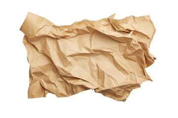 Obraz premium Crumpled brown paper resting on a transparent background showcasing its texture and color for creative design applications
