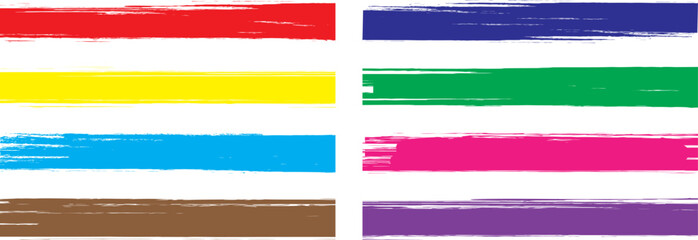 Colorful paint strokes. colorful brush strokes, lines, Brush stain. Rectangle brush collection. Grungy brushes collection on transparent background for decoration and creative design. Vector EPS 10