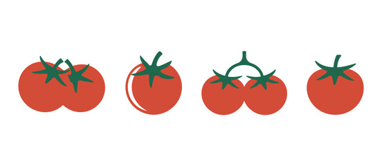 Simple Red Tomato Illustrations on White Background