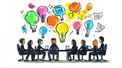 A team of people developing innovative ideas together at a meeting