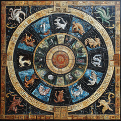 Fototapeta premium Seamless patterns of Chinese and Japanese traditional tile designs with elegant illustrations