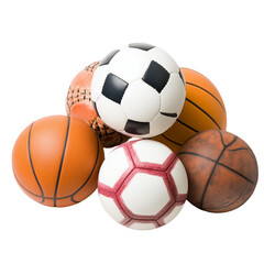 Assorted Sports Balls on Transparent Background