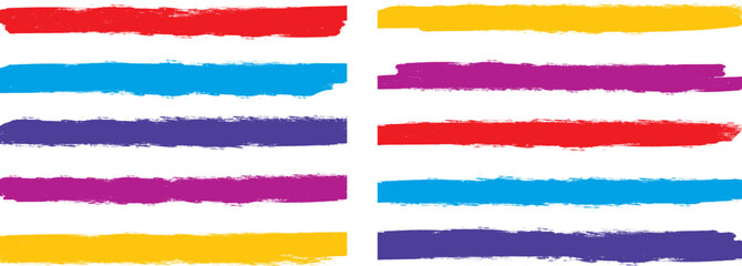 Set of colorful paint strokes with grunge brush stroke. Grungy brushes collection. Vector color paint brush. Rectangle brush collection. and  modern design accents on transparent background. 