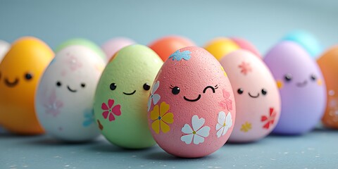 Fototapeta premium Easter Eggs Cute Decorated Eggs for Spring Holiday Celebrations