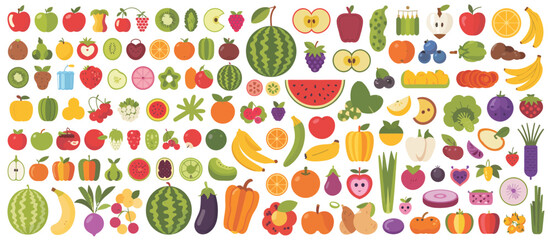 Colorful Flat Lay of Fresh Fruits and Vegetables