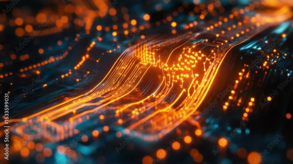 Poster abstract technology: a dynamic display of a circuit board's intricate design, showcasing the complex