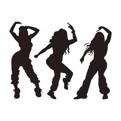 Fototapeta premium Silhouette of female hip-hop dancers in energetic poses.