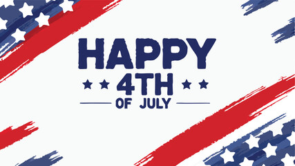 Happy th of july celebration with stars and stripes brush strokes on a white background design © Fawad