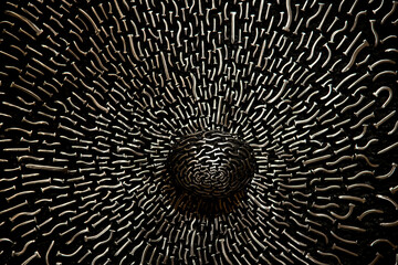 sculpture composed of nails in the art museum