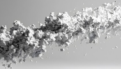 Abstract monochrome powder cloud formation.