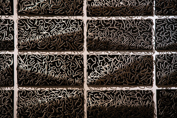 sculpture composed of nails in the art museum